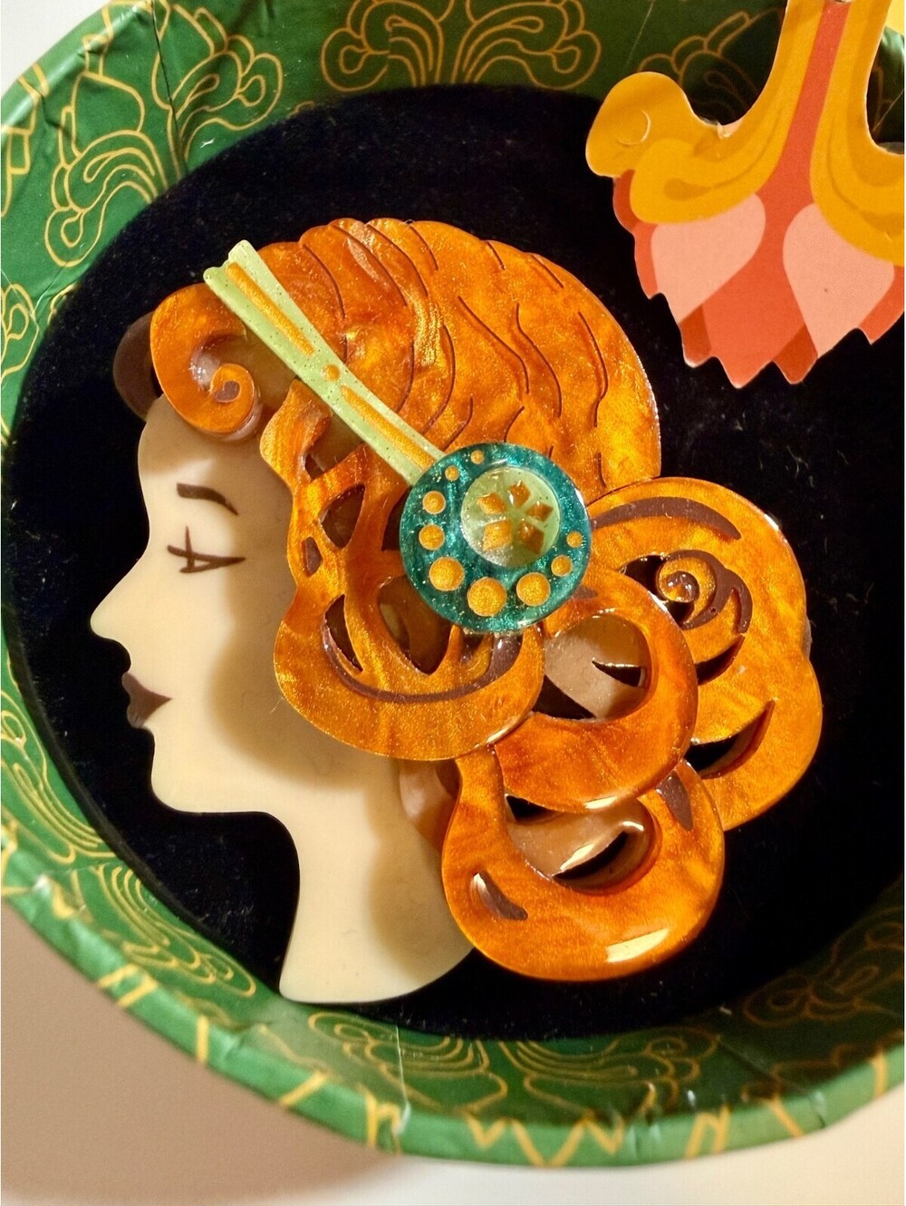 Mademoiselle Bernhardt Brooch - Erstwilder 2020 Art Nouveau  Woman PortraitPin
